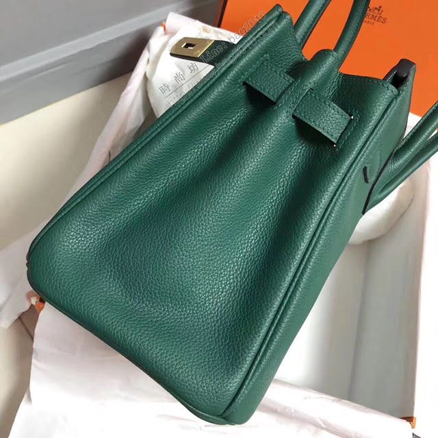 Hermes女包 愛馬仕Birkin Hermes鉑金包 togo小牛皮 孔雀綠 蠟線半手工縫製  am1710